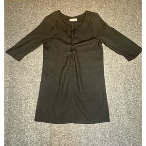 Abercrombie & Fitch Black Lace-Up Corset Mini Shift Dress Size Large EUC